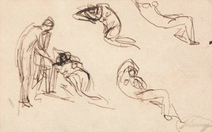 スタンディングフィギュアと4つのリクライニングフィギュア 作： George Romney